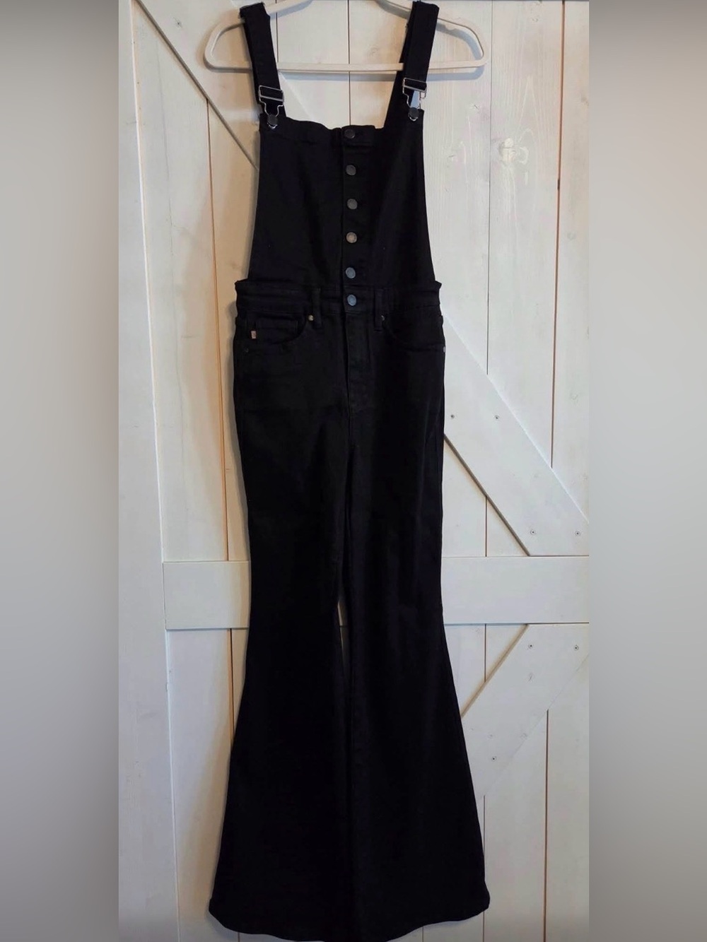 Judy Blue Black Button-Front Flared Overall Jumpsuit